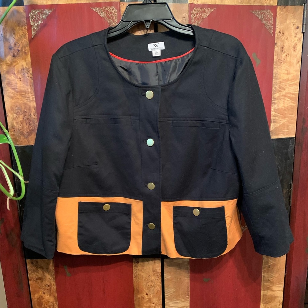 Worthington black and mustard colorblock jacket